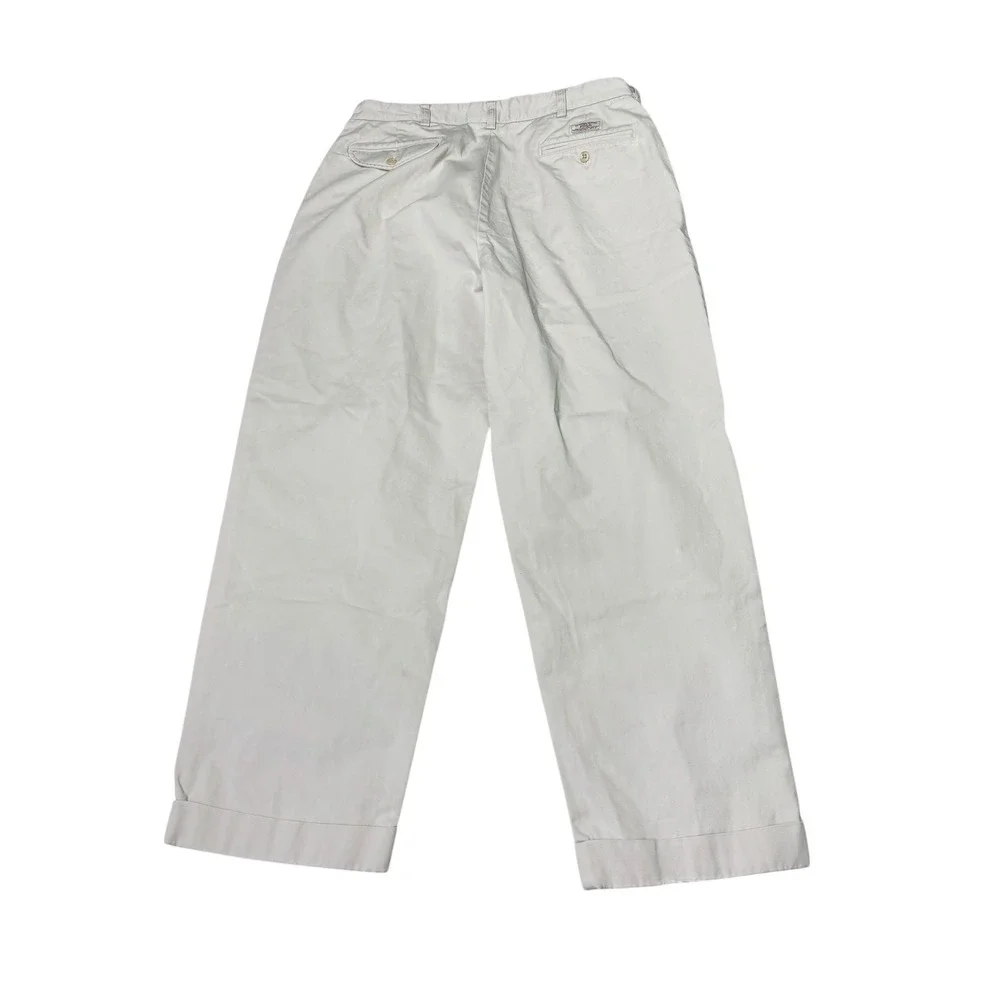 Polo‎ Ralph Lauren Hammond Pant Mens 34/27 Beige Pleated Cuffed Cotton Chinos